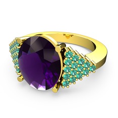 Bianna Yüzük - Ametist ve yeşil kuvars 925 ayar altın kaplama gümüş yüzük #1of8ce2