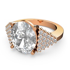 Bianna Yüzük - Swarovski ve pırlanta 925 ayar rose altın kaplama gümüş yüzük (0.45 karat) #1ohapc