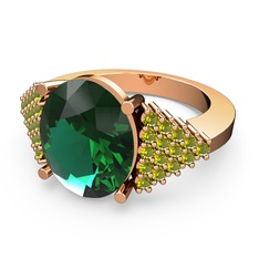 Yeşil kuvars ve peridot 18 ayar rose altın yüzük