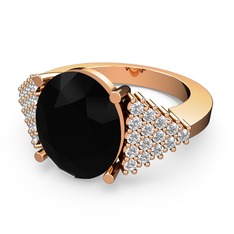 Bianna Yüzük - Siyah zirkon ve pırlanta 14 ayar rose altın yüzük (0.45 karat) #1oun7b3