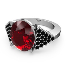 Bianna Yüzük - Garnet ve siyah zirkon 8 ayar beyaz altın yüzük #1p0wrx7