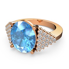 Bianna Yüzük - Akuamarin ve beyaz zirkon 14 ayar rose altın yüzük #1p3gc3n