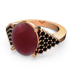 Bianna Yüzük - Kök yakut ve siyah zirkon 925 ayar rose altın kaplama gümüş yüzük #1p3pjo2