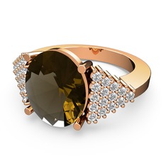 Bianna Yüzük - Dumanlı kuvars ve swarovski 18 ayar rose altın yüzük #1pgxhov