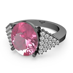 Bianna Yüzük - Pembe kuvars ve swarovski 925 ayar siyah rodyum kaplama gümüş yüzük #1qn42fo