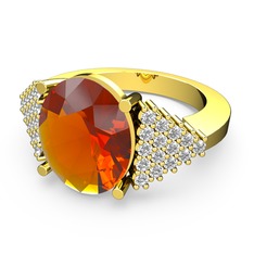 Sitrin ve beyaz zirkon 8 ayar altın yüzük