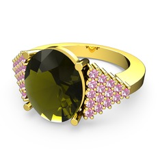 Bianna Yüzük - Peridot ve pembe kuvars 925 ayar altın kaplama gümüş yüzük #1s8soq9