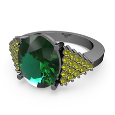 Yeşil kuvars ve peridot 925 ayar siyah rodyum kaplama gümüş yüzük