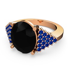 Bianna Yüzük - Siyah zirkon ve lab safir 8 ayar rose altın yüzük #1t4v8og