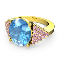Bianna Yüzük - Akuamarin ve pembe kuvars 14 ayar altın yüzük #1tib1i3