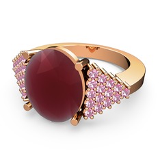 Bianna Yüzük - Kök yakut ve pembe kuvars 18 ayar rose altın yüzük #1u1qr5s