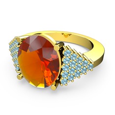 Bianna Yüzük - Sitrin ve akuamarin 18 ayar altın yüzük #1v5w19i