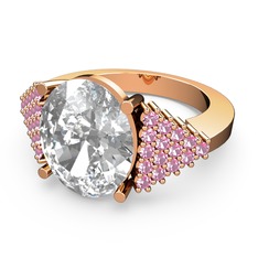 Bianna Yüzük - Beyaz zirkon ve pembe kuvars 14 ayar rose altın yüzük #1vf6v11