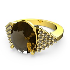 Bianna Yüzük - Dumanlı kuvars 18 ayar altın yüzük #1vtxene