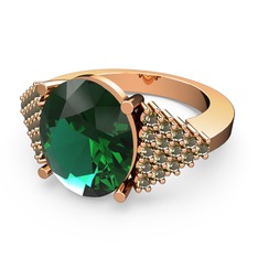 Bianna Yüzük - Yeşil kuvars ve dumanlı kuvars 8 ayar rose altın yüzük #1w9nhwm
