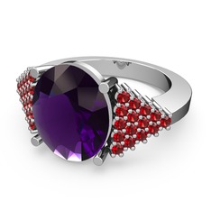Bianna Yüzük - Ametist ve garnet 18 ayar beyaz altın yüzük #1wcoj5b