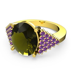 Bianna Yüzük - Peridot ve ametist 925 ayar altın kaplama gümüş yüzük #1wmx633