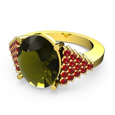 Peridot ve garnet 14 ayar altın yüzük