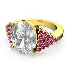 Bianna Yüzük - Swarovski ve rodolit garnet 8 ayar altın yüzük #1wub5f7