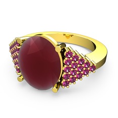 Bianna Yüzük - Kök yakut ve rodolit garnet 8 ayar altın yüzük #1x9t6i6