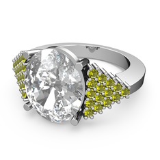 Swarovski ve peridot 925 ayar gümüş yüzük