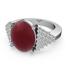 Bianna Yüzük - Kök yakut ve swarovski 8 ayar beyaz altın yüzük #1yj5xgs