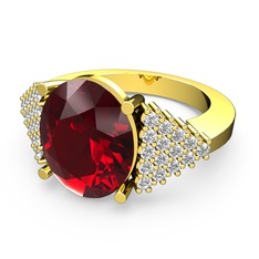 Bianna Yüzük - Garnet ve swarovski 925 ayar altın kaplama gümüş yüzük #22342t