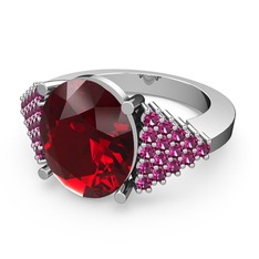 Garnet ve rodolit garnet 8 ayar beyaz altın yüzük