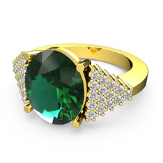 Yeşil kuvars ve swarovski 925 ayar altın kaplama gümüş yüzük