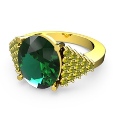Yeşil kuvars ve peridot 925 ayar altın kaplama gümüş yüzük