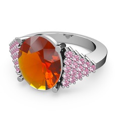 Sitrin ve pembe kuvars 925 ayar gümüş yüzük