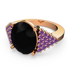 Bianna Yüzük - Siyah zirkon ve ametist 925 ayar rose altın kaplama gümüş yüzük #3stb0j