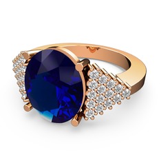 Lab safir ve swarovski 14 ayar rose altın yüzük