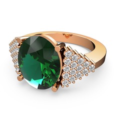 Yeşil kuvars ve beyaz zirkon 18 ayar rose altın yüzük