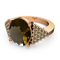 Dumanlı kuvars 14 ayar rose altın yüzük