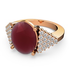 Bianna Yüzük - Kök yakut ve swarovski 14 ayar rose altın yüzük #5wa22