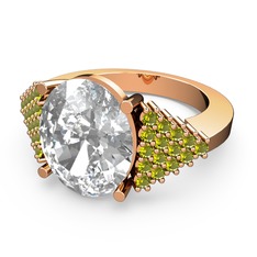 Swarovski ve peridot 925 ayar rose altın kaplama gümüş yüzük