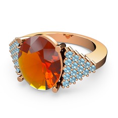 Bianna Yüzük - Sitrin ve akuamarin 14 ayar rose altın yüzük #60xuu9