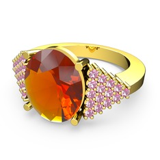 Bianna Yüzük - Sitrin ve pembe kuvars 18 ayar altın yüzük #6joat1