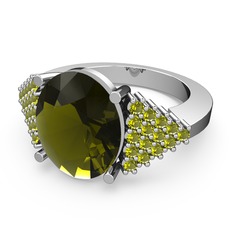 Peridot 18 ayar beyaz altın yüzük