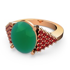 Bianna Yüzük - Kök zümrüt ve garnet 18 ayar rose altın yüzük #8nmv0d