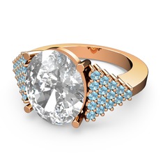 Bianna Yüzük - Swarovski ve akuamarin 8 ayar rose altın yüzük #8zvsxq