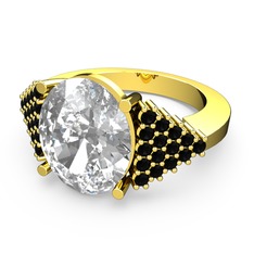 Bianna Yüzük - Beyaz zirkon ve siyah zirkon 18 ayar altın yüzük #a2yo2t