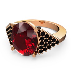 Bianna Yüzük - Garnet ve siyah zirkon 14 ayar rose altın yüzük #acu7fh