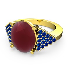 Bianna Yüzük - Kök yakut ve lab safir 18 ayar altın yüzük #apjt3c