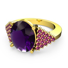Bianna Yüzük - Ametist ve rodolit garnet 8 ayar altın yüzük #bjw5fz