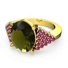 Peridot ve rodolit garnet 8 ayar altın yüzük