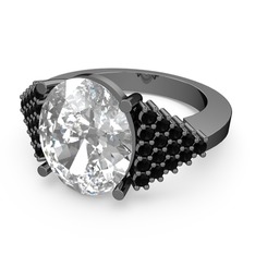 Bianna Yüzük - Swarovski ve siyah zirkon 925 ayar siyah rodyum kaplama gümüş yüzük #cfn86o