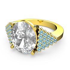 Bianna Yüzük - Swarovski ve akuamarin 18 ayar altın yüzük #cymt58
