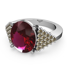 Rodolit garnet ve dumanlı kuvars 925 ayar gümüş yüzük
